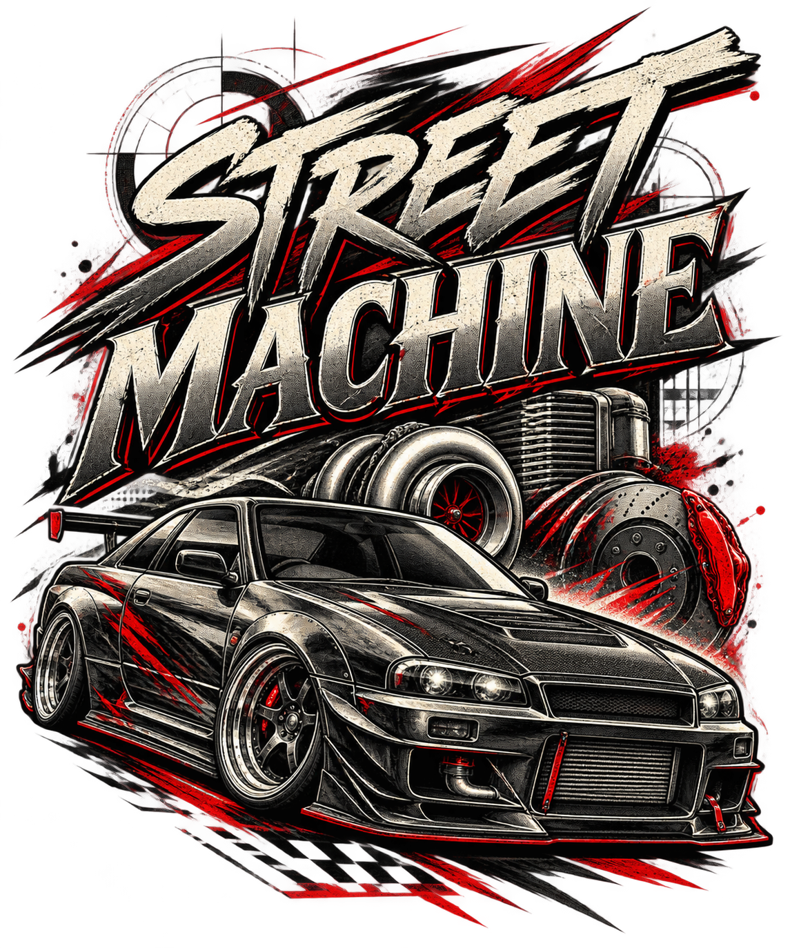 Street Machine Vintage Racing Oversized T-Shirt