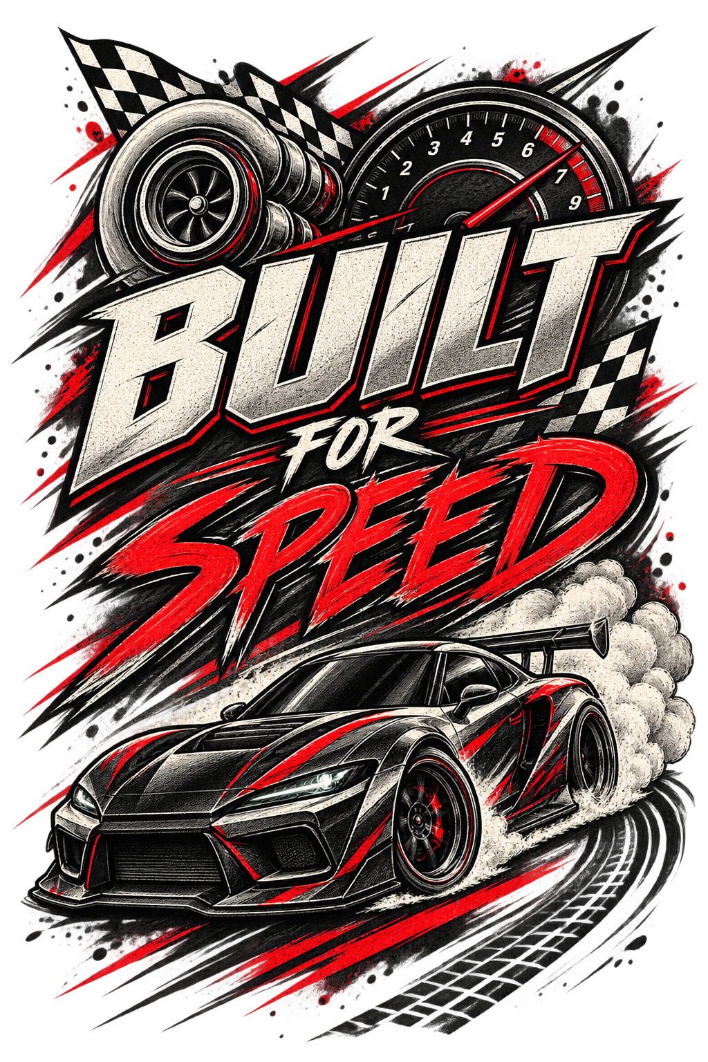 Built For Speed Technical Automotive Oversized T-Shirt