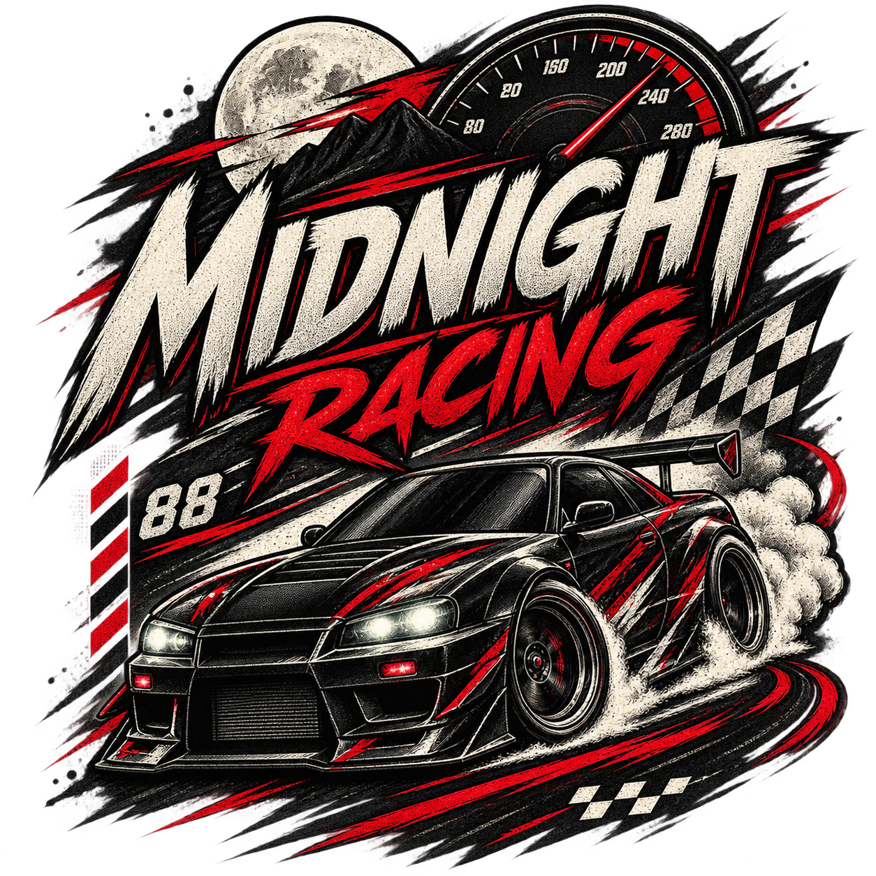 Midnight Racing Oversized Automotive Streetwear T-Shirt