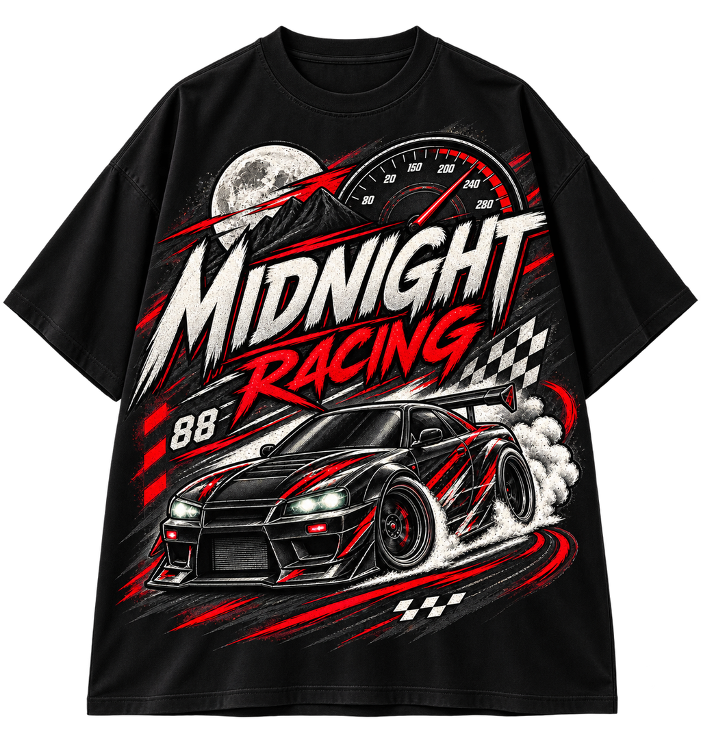 Midnight Racing Oversized Automotive Streetwear T-Shirt