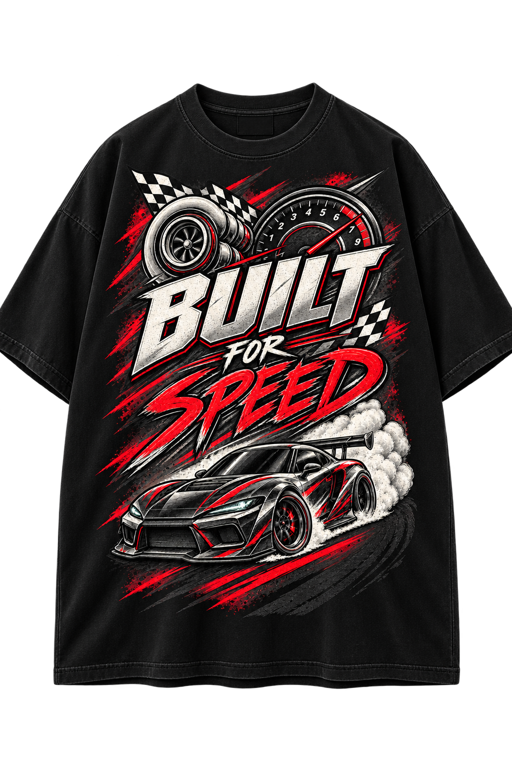 Built For Speed Technical Automotive Oversized T-Shirt