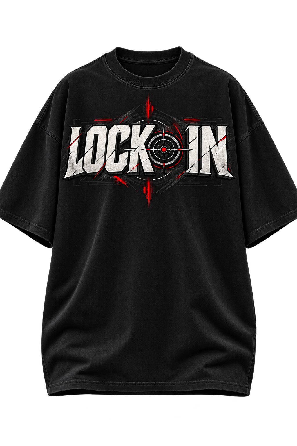 LOCK IN Oversized Motivational Graphic T-Shirt