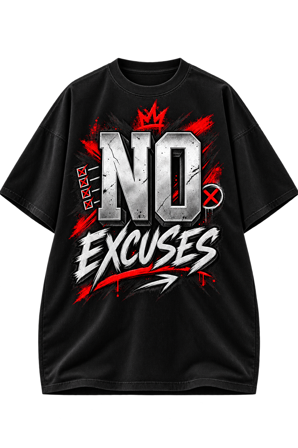 No Excuses Just Results Oversized Graphic T-Shirt