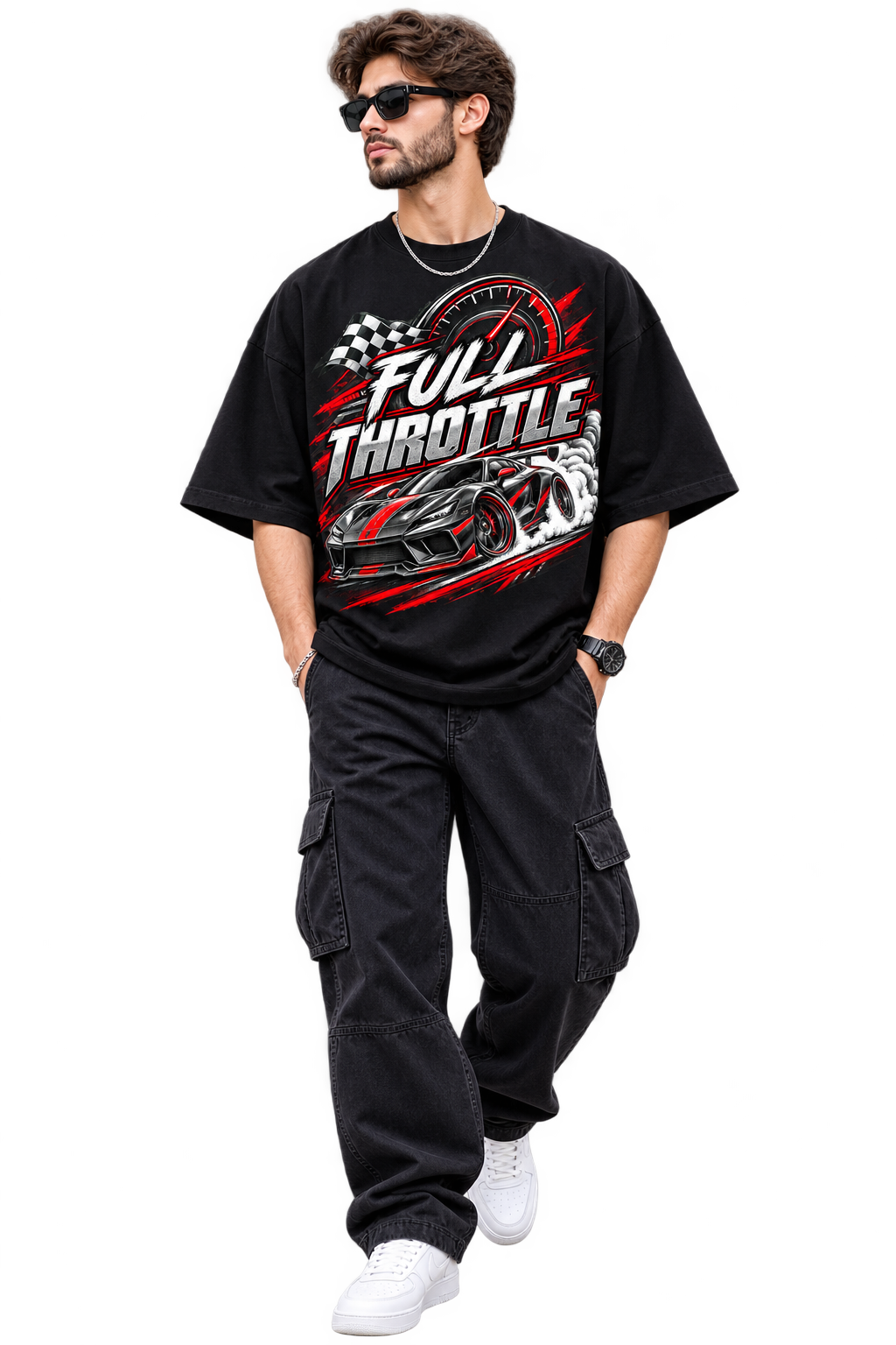 Full Throttle Oversized Racing Graphic T-Shirt