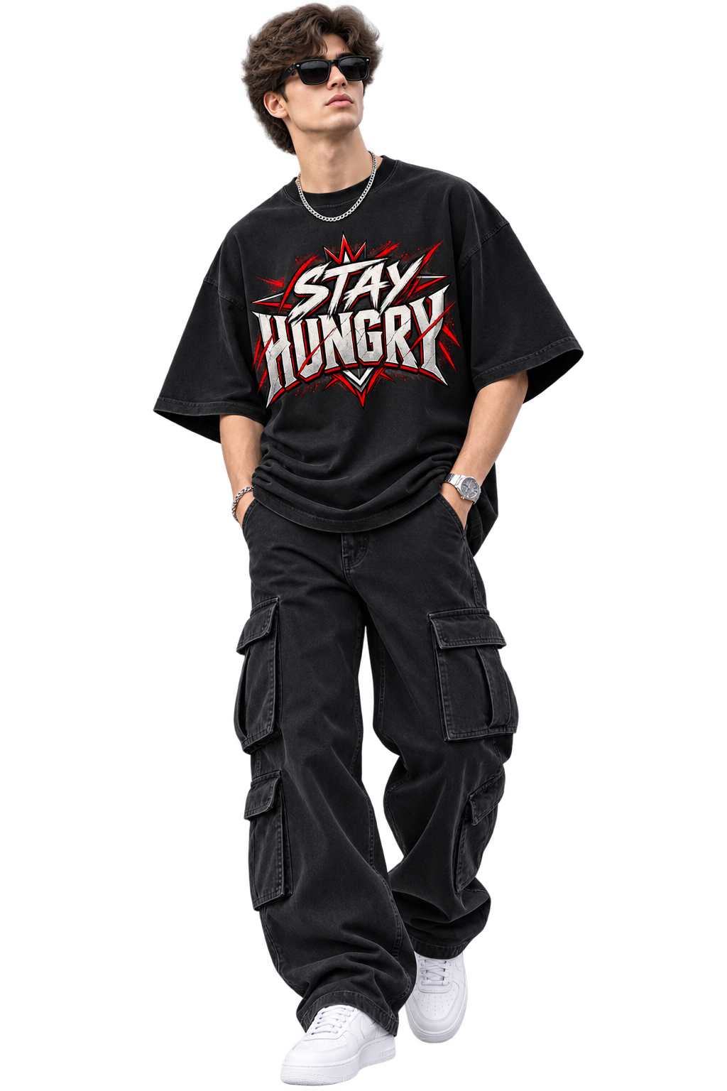Stay Hungry Keep Building Oversized Streetwear T-Shirt