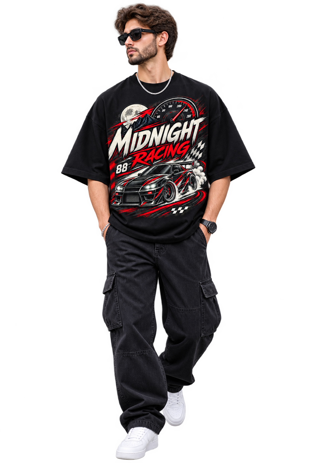 Midnight Racing Oversized Automotive Streetwear T-Shirt