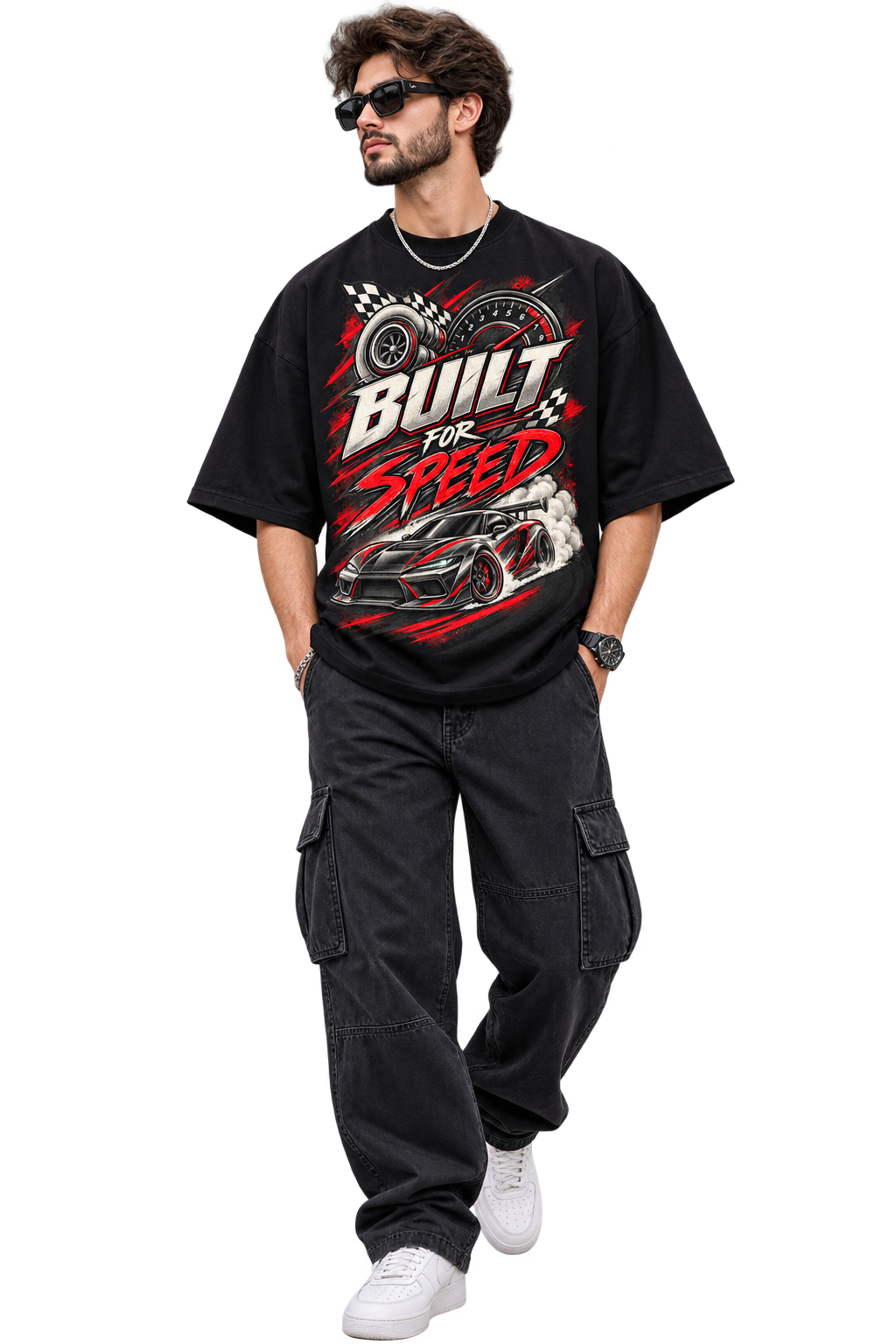Built For Speed Technical Automotive Oversized T-Shirt