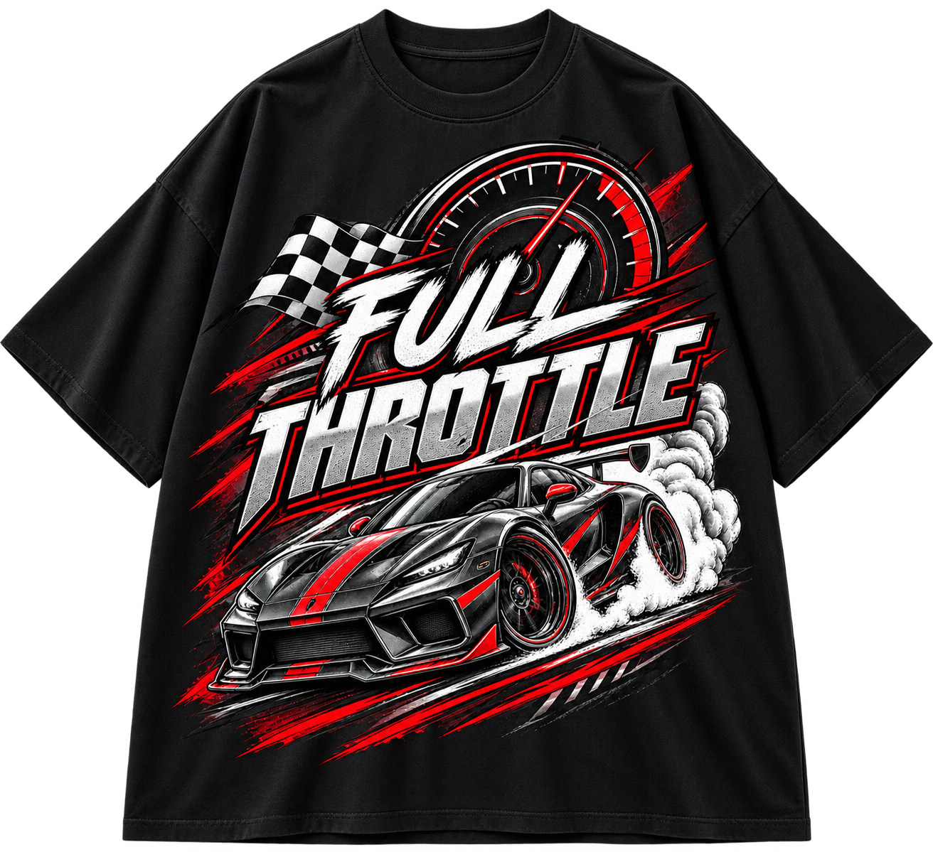 Full Throttle Oversized Racing Graphic T-Shirt