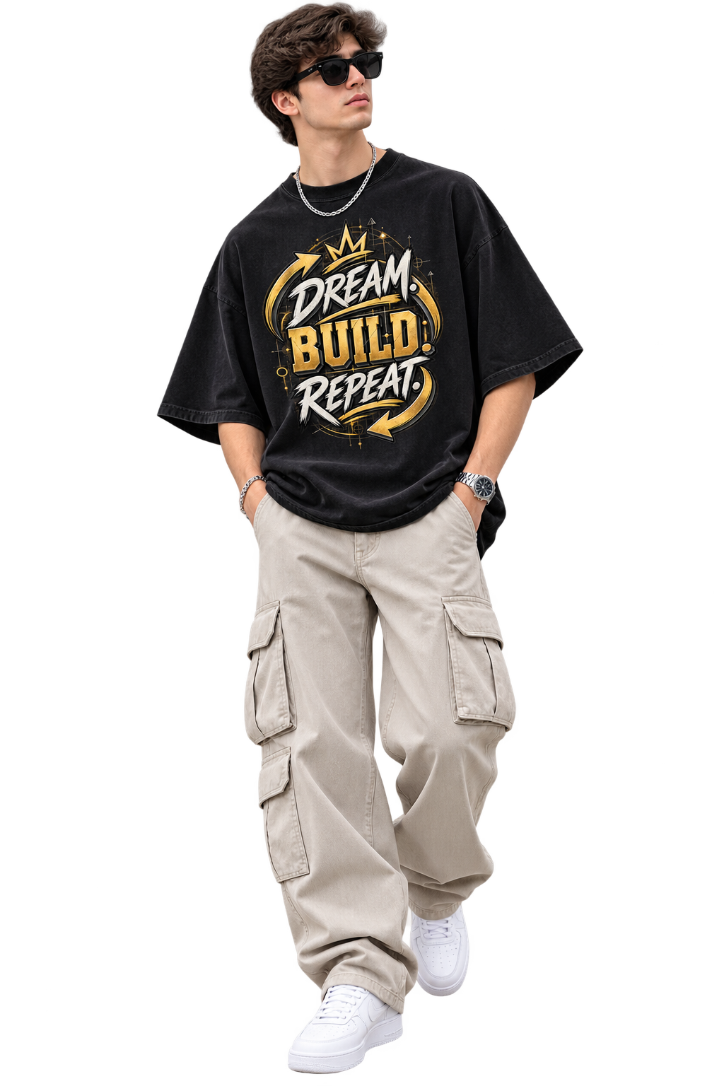 Dream Build Repeat Minimal Oversized T-Shirt