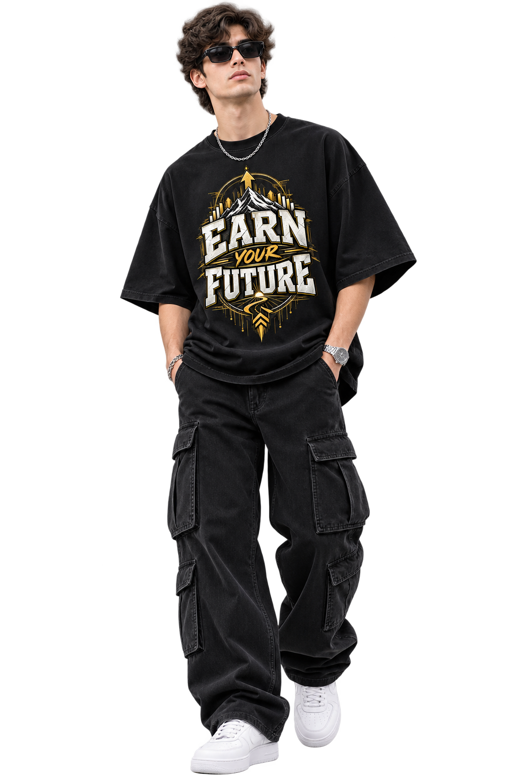 Earn Your Future Vintage Oversized Graphic T-Shirt