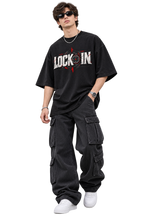LOCK IN Oversized Motivational Graphic T-Shirt