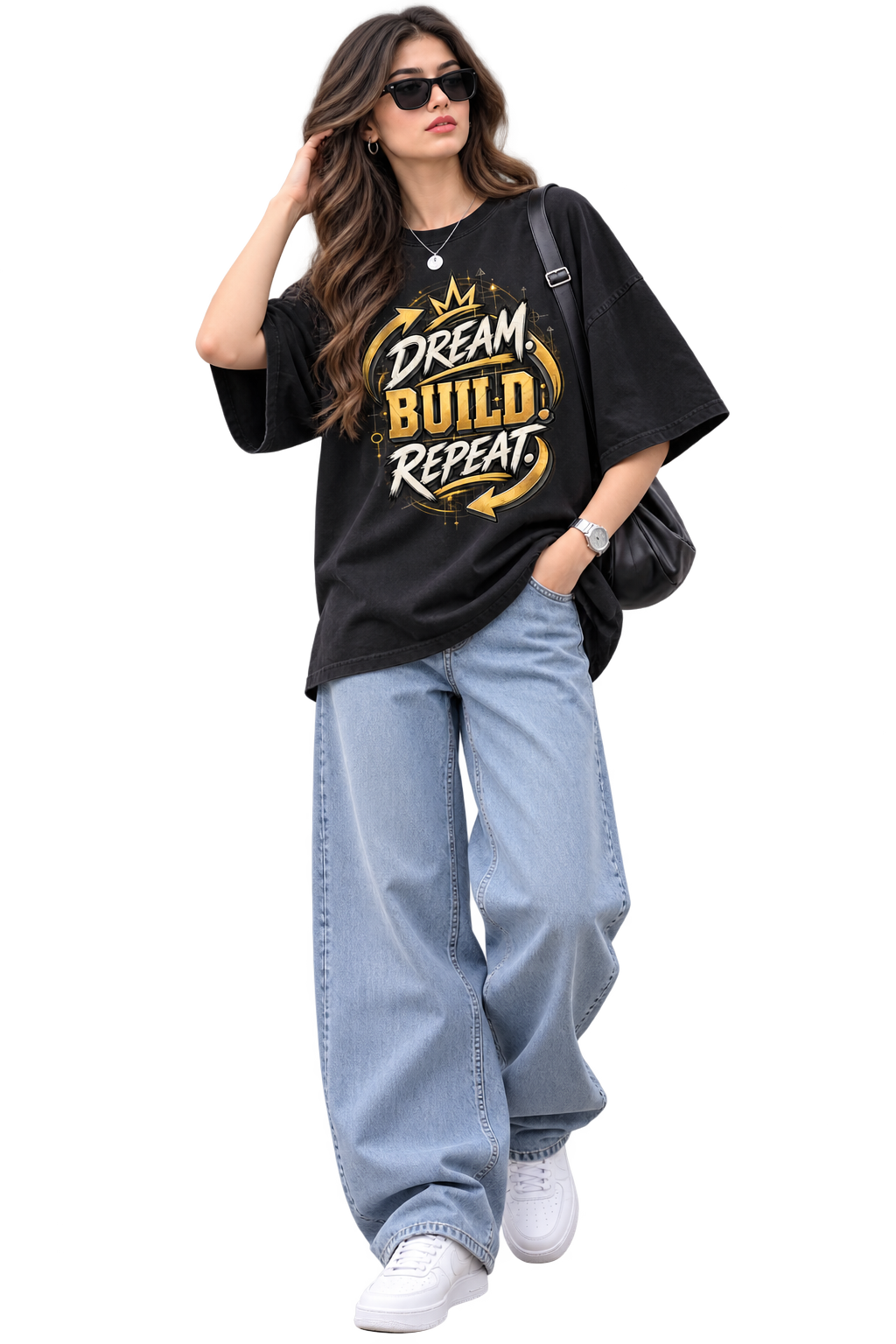 Dream Build Repeat Minimal Oversized T-Shirt