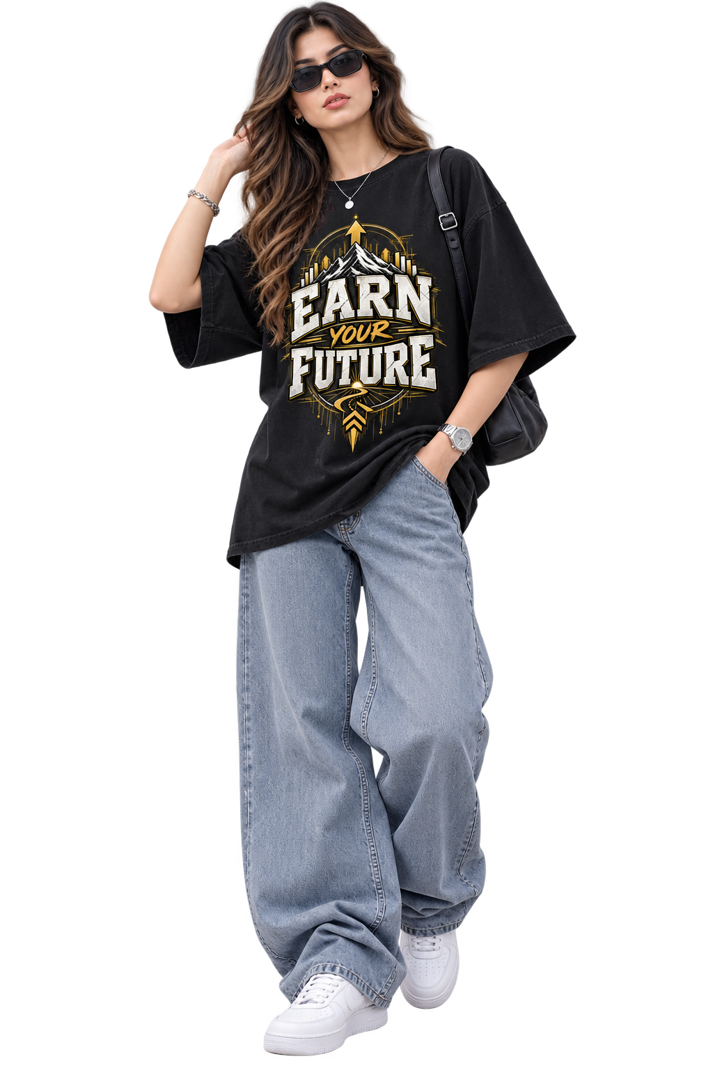 Earn Your Future Vintage Oversized Graphic T-Shirt