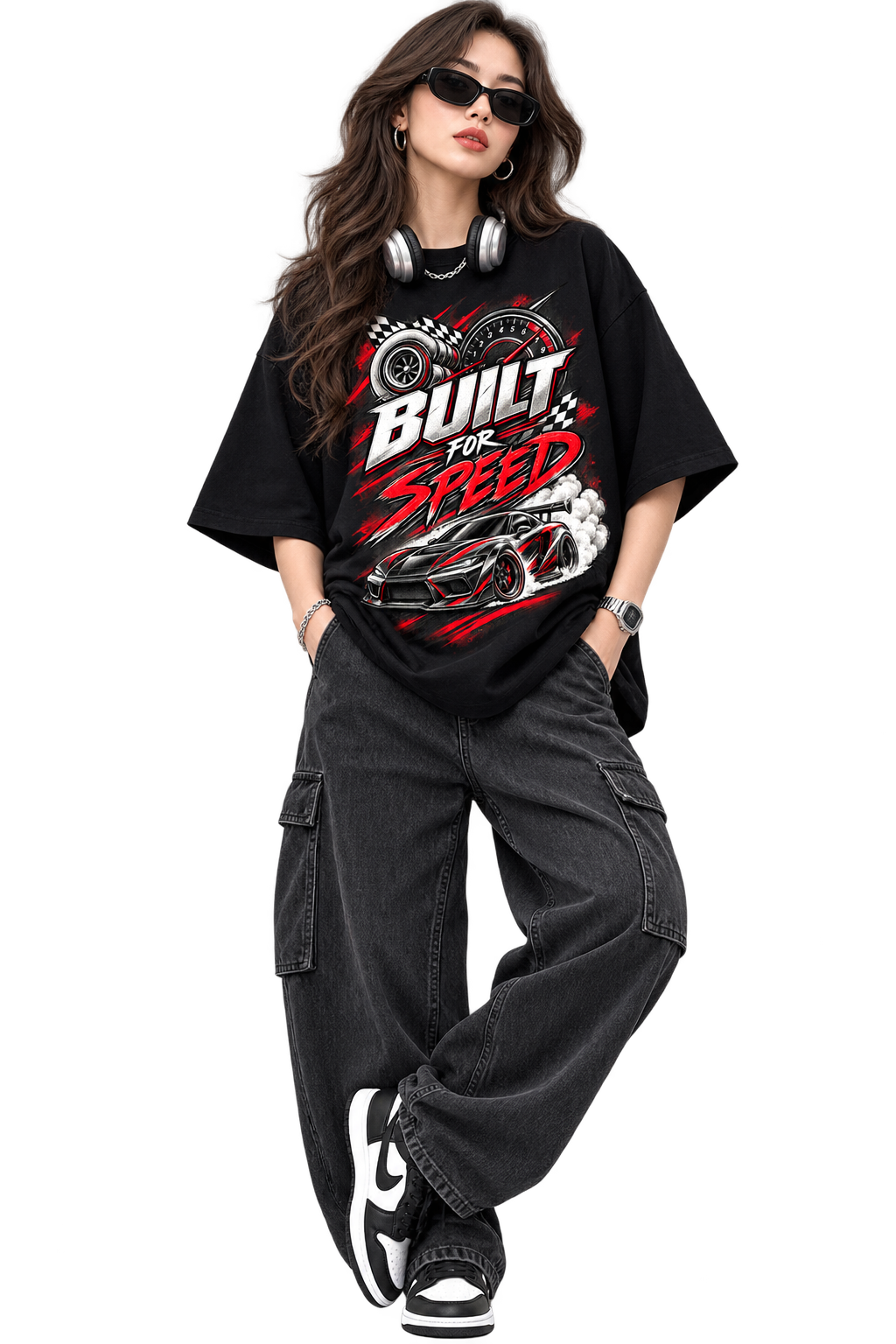 Built For Speed Technical Automotive Oversized T-Shirt