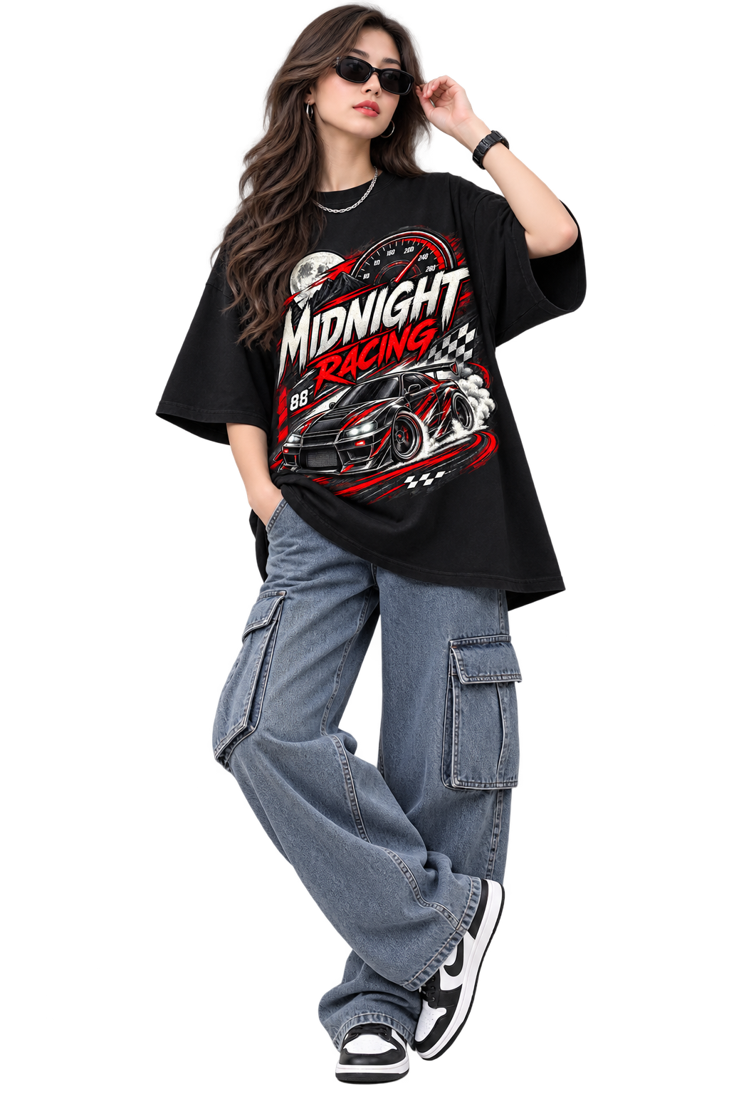 Midnight Racing Oversized Automotive Streetwear T-Shirt
