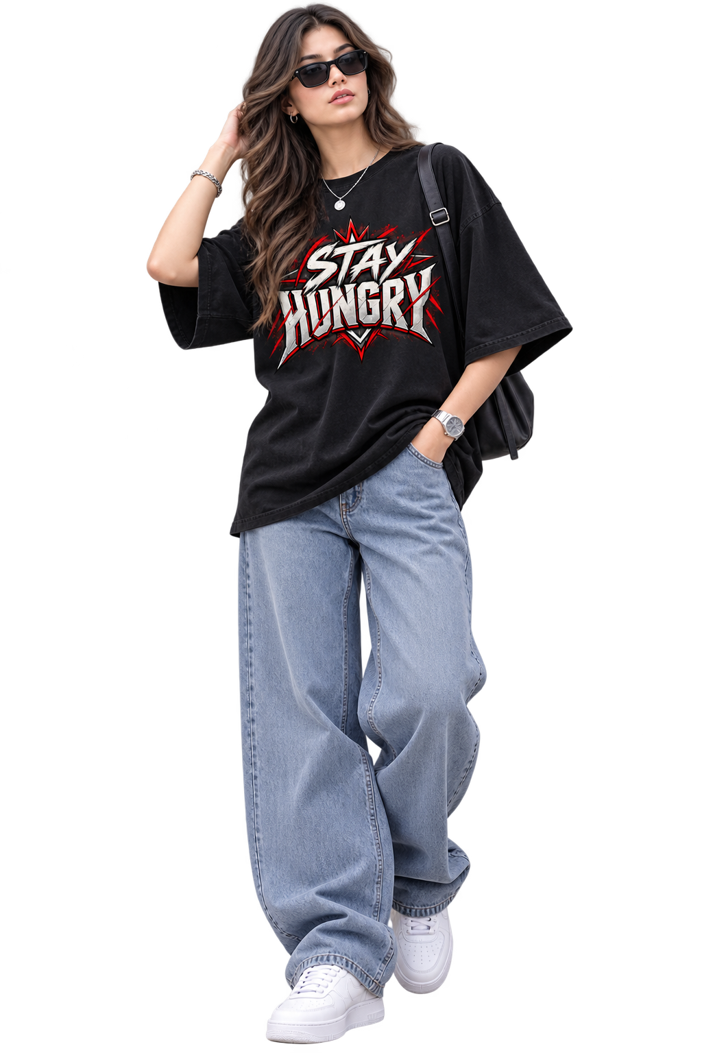 Stay Hungry Keep Building Oversized Streetwear T-Shirt